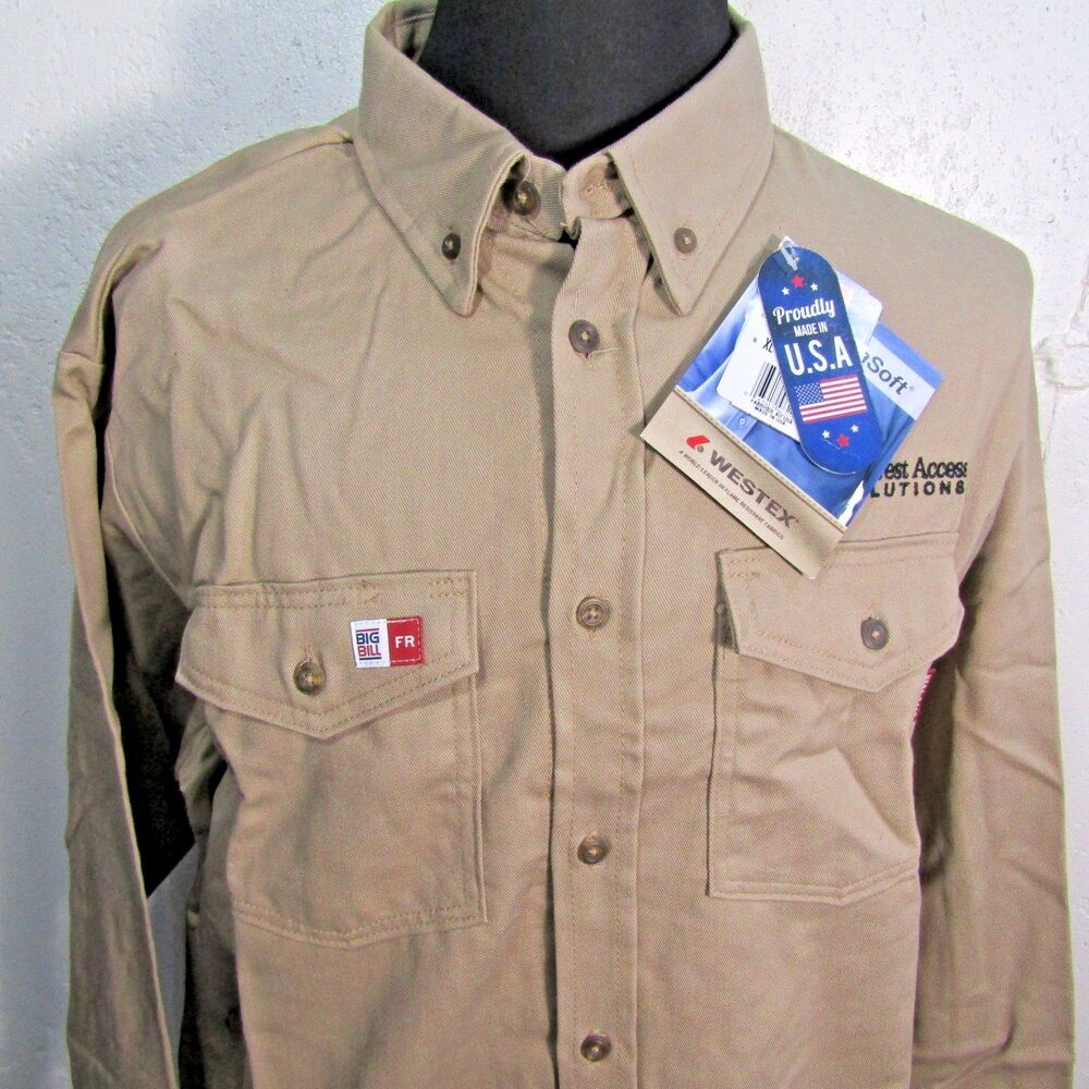 Big Bill FR Khaki Shirt Mens Size XL Flame Resistant NEW Made in USA Extra Large